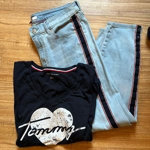 Tommy Hilfiger jeans and V-neck T-shirt size 10 and Large
